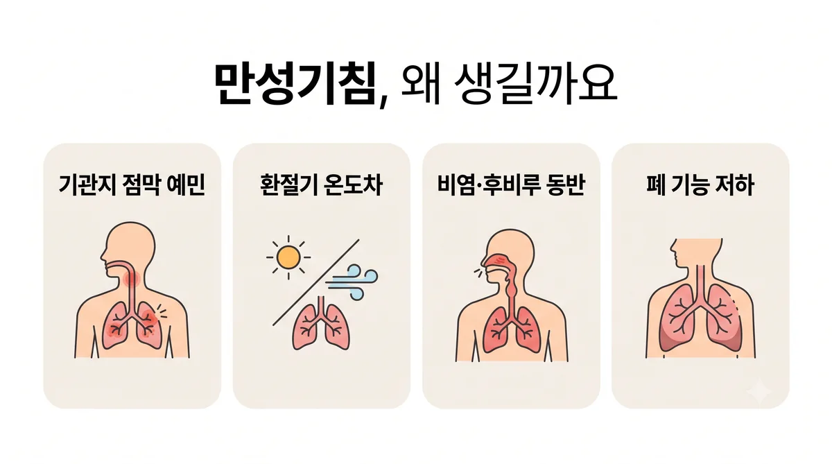 동춘동한의원 만성 기침 원인 - 코에서 넘어옵니다·속에서 올라옵니다·기관지가 예민합니다