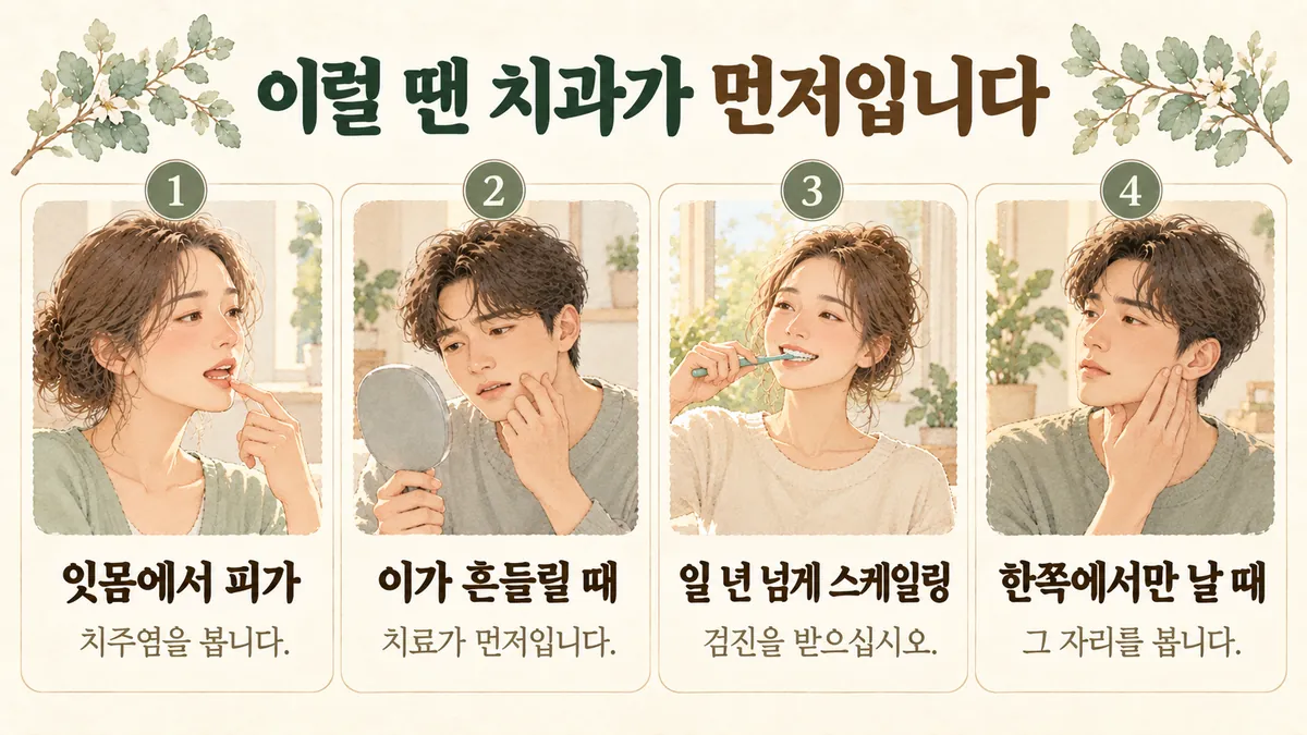 동춘동한의원 입냄새 자가진단 - 잇몸에서 피가·이가 흔들릴 때·일 년 넘게 스케일링·한쪽에서만 날 때