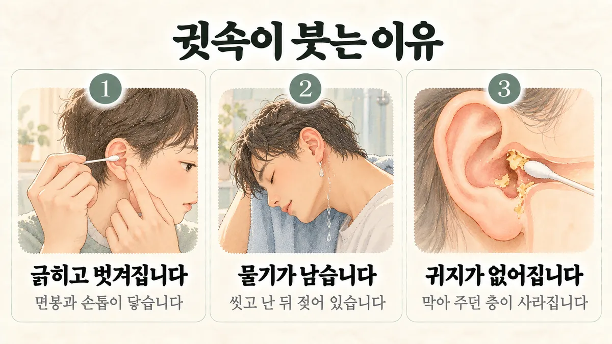 동춘동한의원 외이도염 원인 - 긁히고 벗겨집니다·물기가 남습니다·귀지가 없어집니다