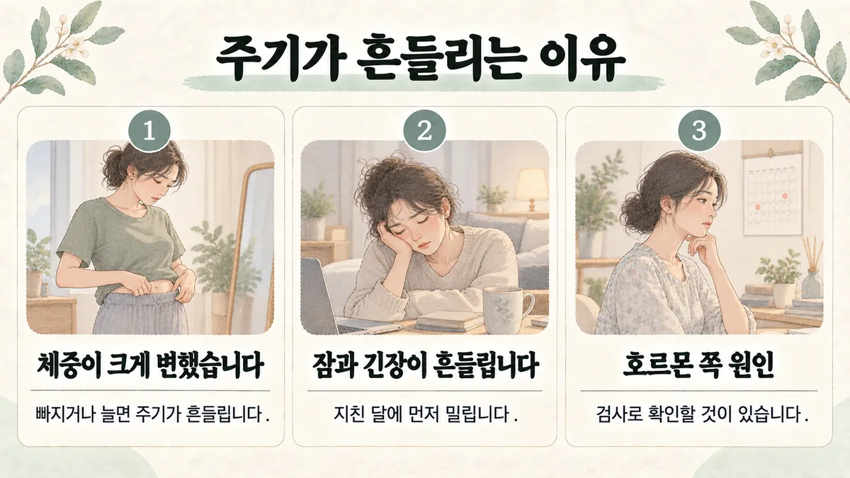동춘동한의원 생리불순 원인 - 체중이 크게 변했습니다·잠과 긴장이 흔들립니다·호르몬 쪽 원인