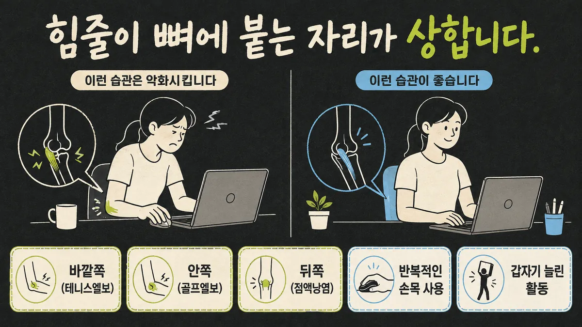 인천 송도 더율한의원 - 팔꿈치 통증 원인