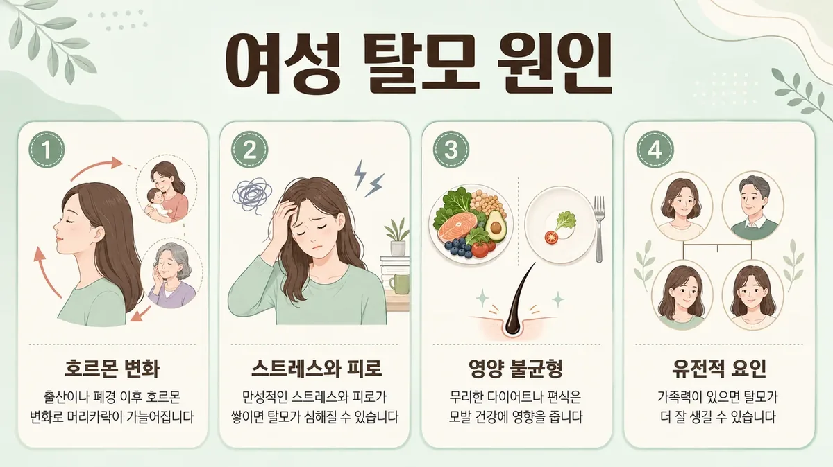 여성 탈모가 시작되는 과정 — 혈허·영양·호르몬·스트레스