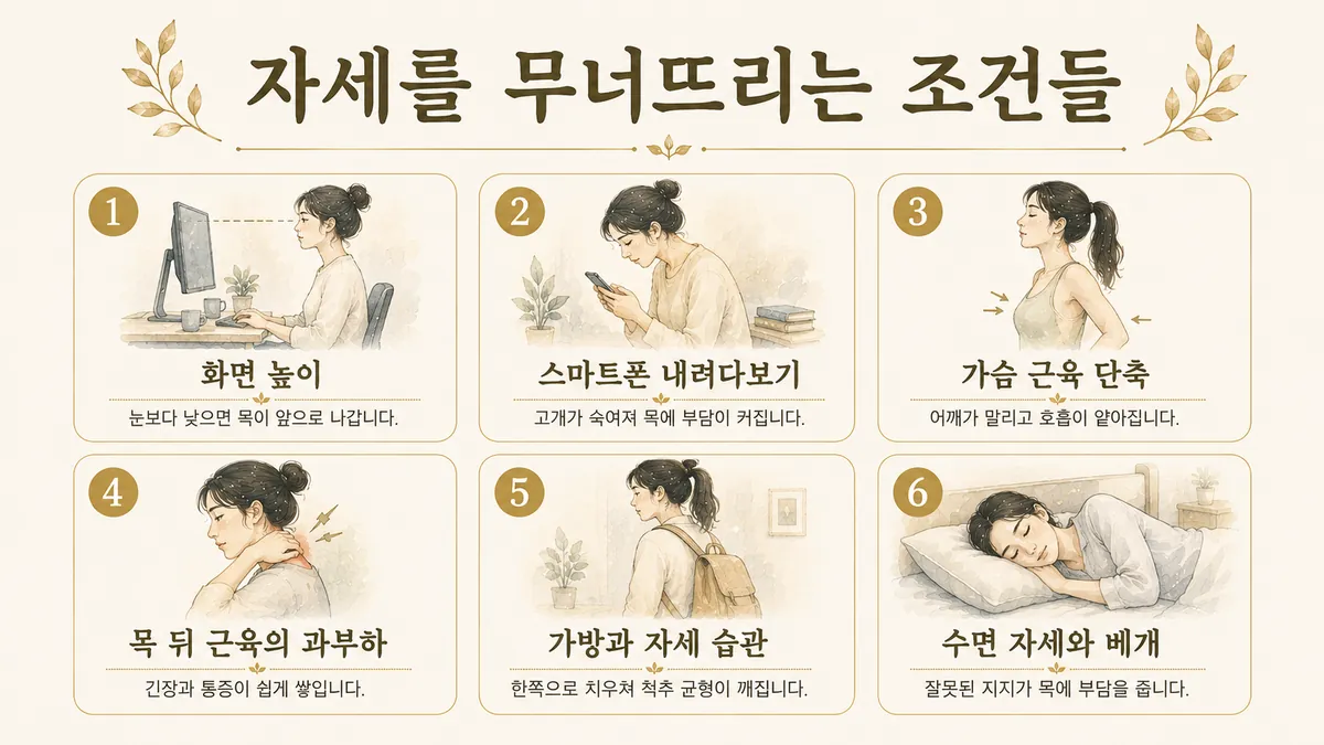 인천 송도 더율한의원 - 거북목 두통 원인