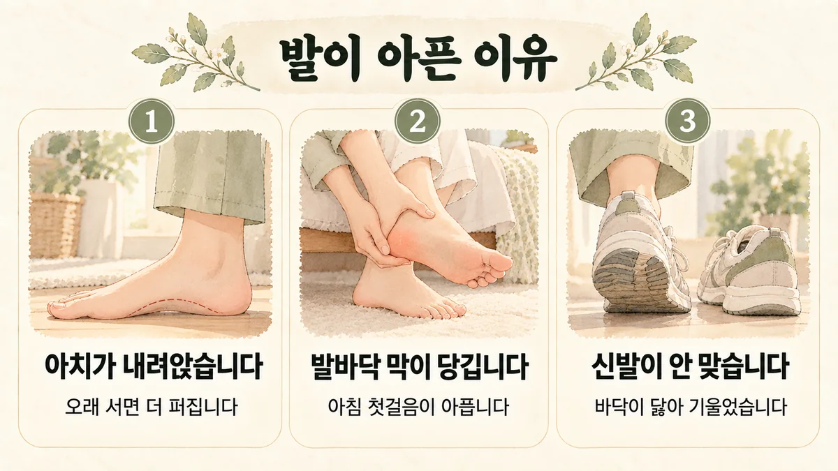 강화한의원 발 통증 원인 - 아치가 내려앉습니다·발바닥 막이 당깁니다·신발이 안 맞습니다