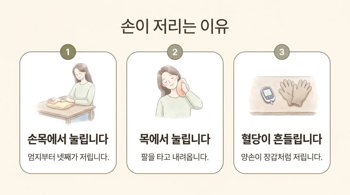 강화한의원 손 저림 원인 - 손목에서 눌립니다·목에서 눌립니다·혈당이 흔들립니다