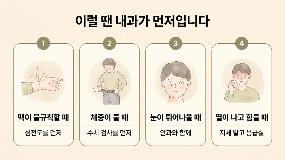 강화한의원 갑상선항진증 자가진단 - 맥이 불규칙할 때·체중이 줄 때·눈이 튀어나올 때·열이 나고 힘들 때