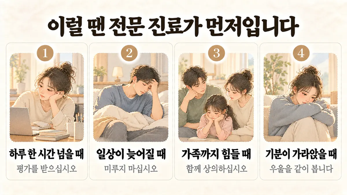 검단한의원 강박 자가진단 - 하루 한 시간 넘을 때·일상이 늦어질 때·가족까지 힘들 때·기분이 가라앉을 때