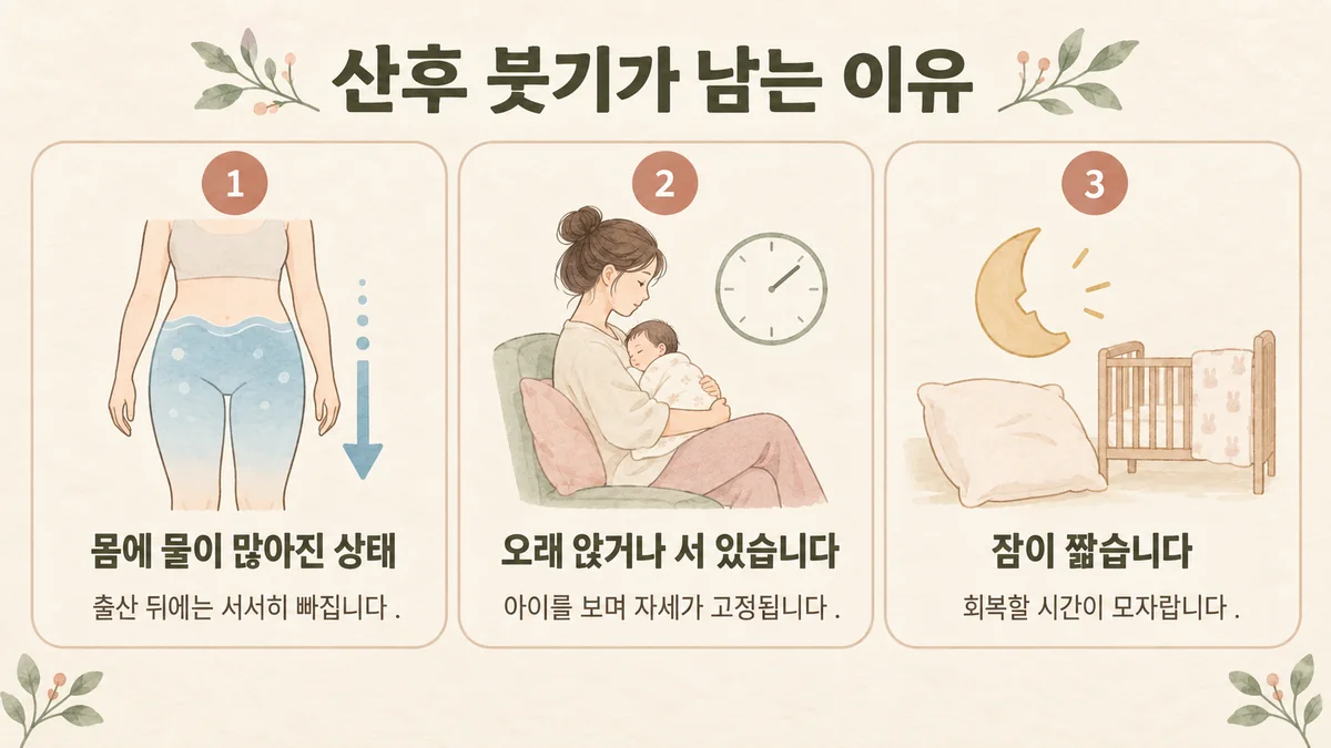 검단한의원 산후조리 원인 - 몸에 늘어난 물·고정된 자세·짧은 잠