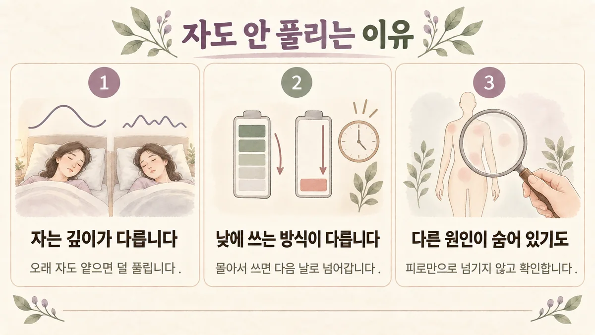 송도한의원 만성피로 원인 - 자는 깊이·낮에 쓰는 방식·숨은 다른 원인