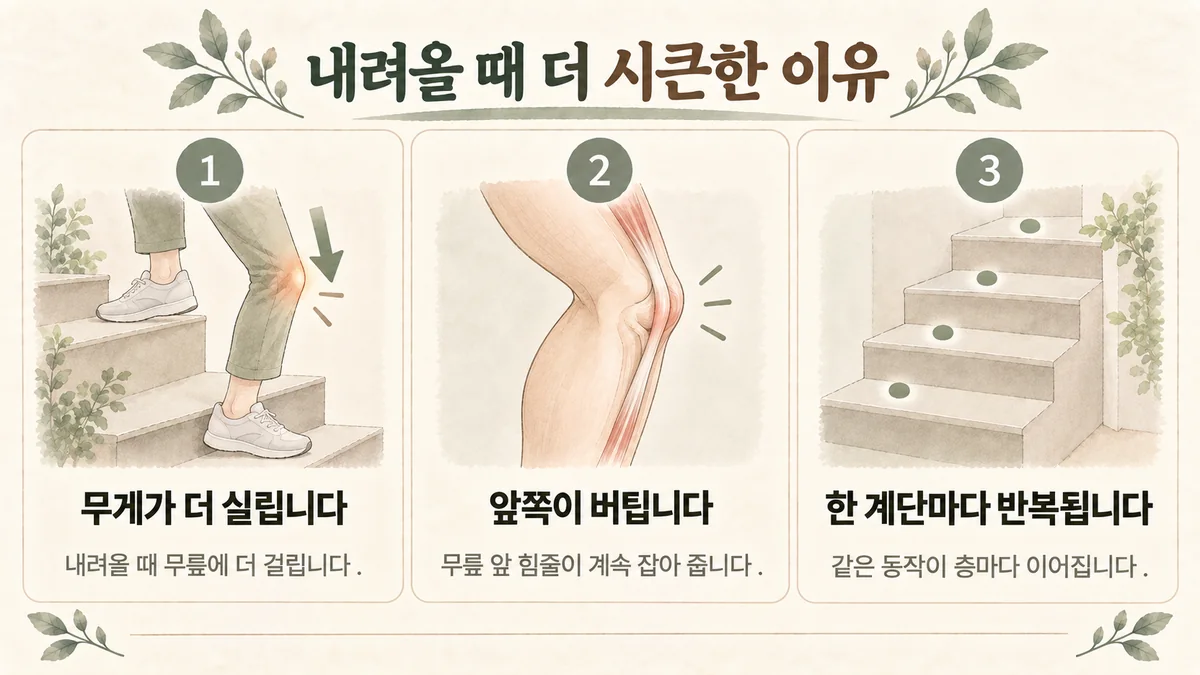 계양한의원 무릎통증 원인 - 실리는 무게·앞쪽이 버팀·층마다 반복