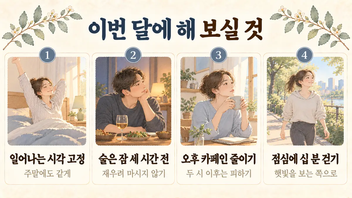 계양구한의원 남성 만성피로 생활관리 - 일어나는 시각 고정·술은 잠 세 시간 전·오후 카페인 줄이기·점심에 십 분 걷기