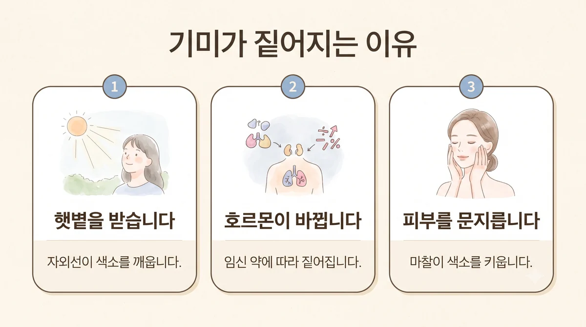 계양한의원 기미 원인 - 햇볕을 받습니다·호르몬이 바뀝니다·피부를 문지릅니다