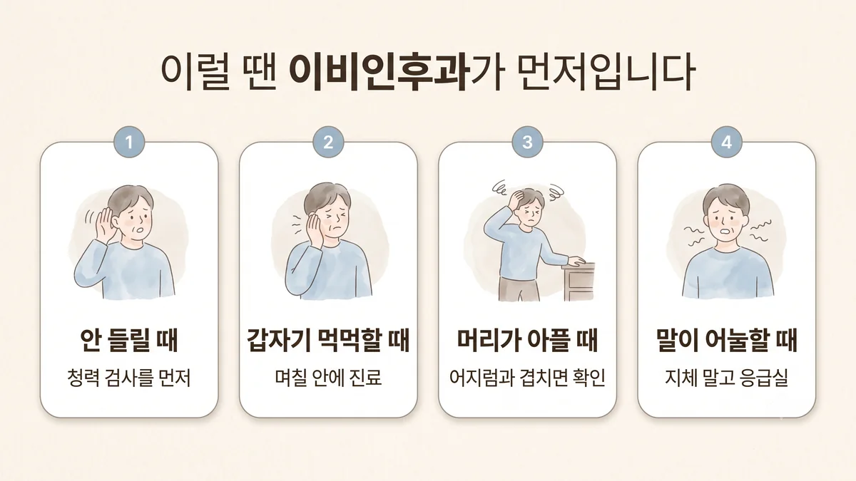 계양한의원 메니에르 자가진단 - 안 들릴 때·갑자기 먹먹할 때·머리가 아플 때·말이 어눌할 때