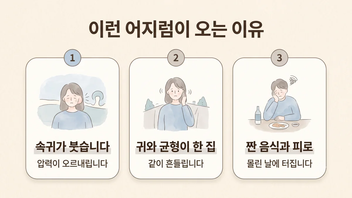 계양한의원 메니에르 원인 - 속귀가 붓습니다·귀와 균형이 한 집·짠 음식과 피로
