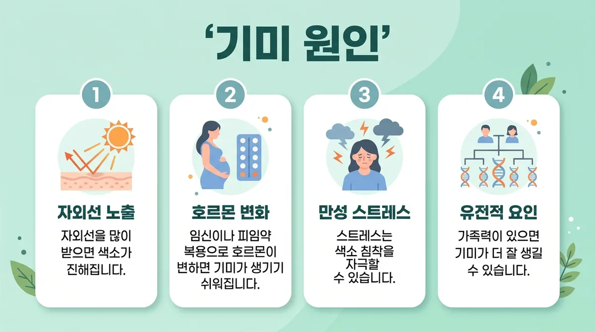 기미가 짙어지는 과정 — 자외선·호르몬·열·마찰