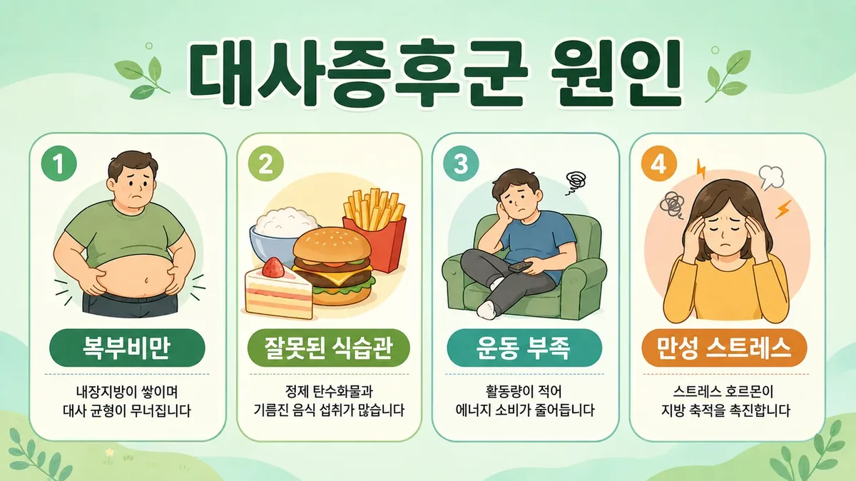 내장지방이 쌓이는 과정 — 음주·야식·수면 부족·좌식