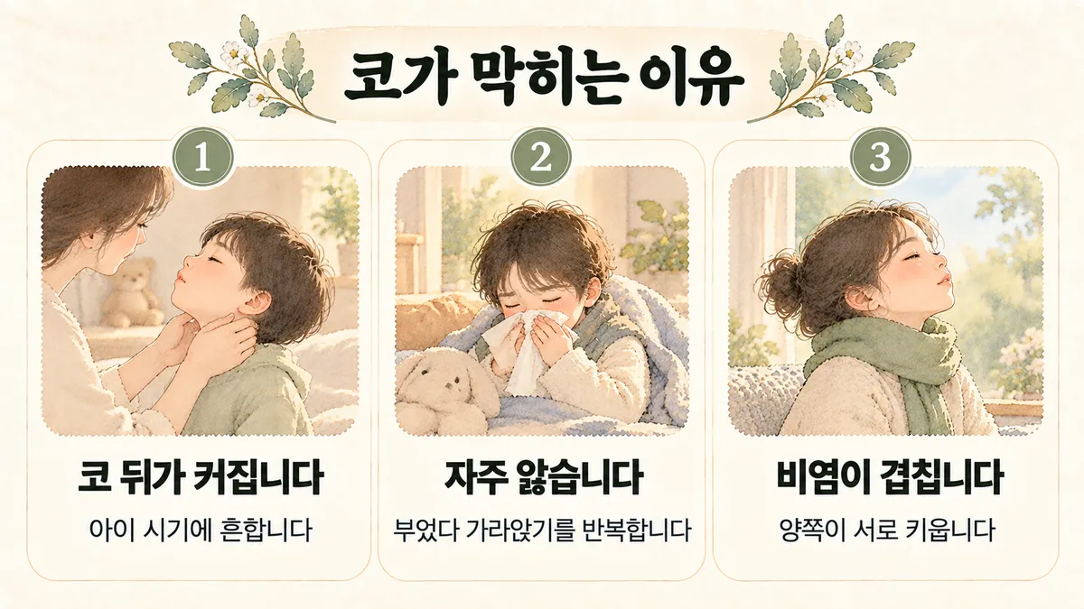 미추홀구한의원 아데노이드 원인 - 코 뒤가 커집니다·자주 앓습니다·비염이 겹칩니다
