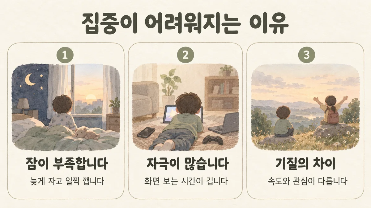 미추홀구한의원 소아 ADHD 원인 - 잠이 부족합니다·자극이 많습니다·기질의 차이