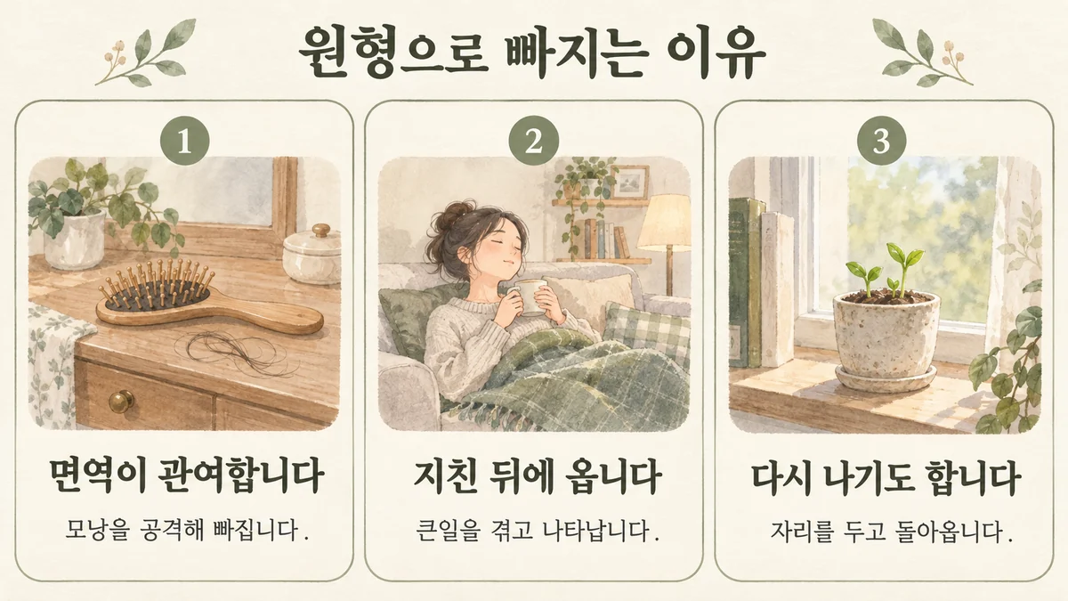 미추홀구한의원 원형탈모 원인 - 면역이 관여합니다·지친 뒤에 옵니다·다시 나기도 합니다