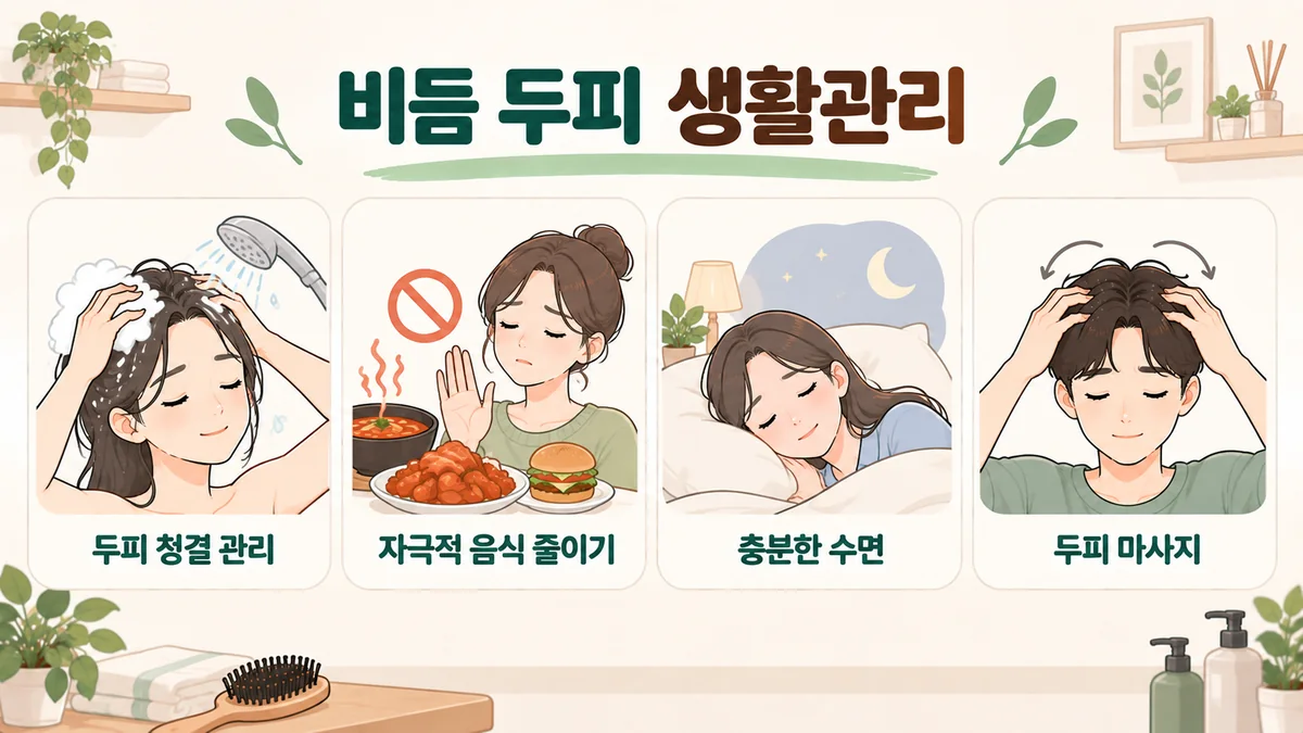 미추홀구한의원 비듬 생활관리 - 저녁에 감기·두피까지 말리기·손톱으로 긁지 않기·제품은 적게