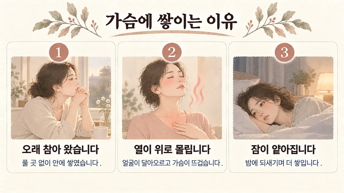 미추홀구한의원 화병 원인 - 오래 참아 왔습니다·열이 위로 몰립니다·잠이 얕아집니다