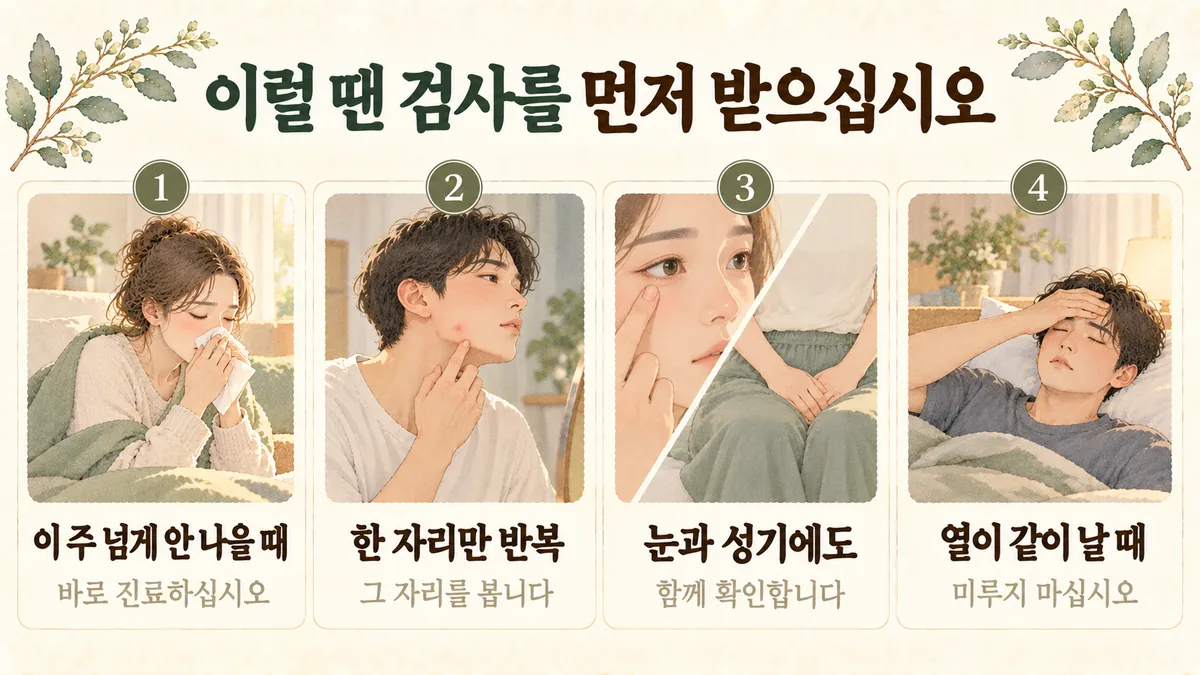 미추홀구한의원 구내염 자가진단 - 이 주 넘게 안 나을 때·한 자리만 반복·눈과 성기에도·열이 같이 날 때
