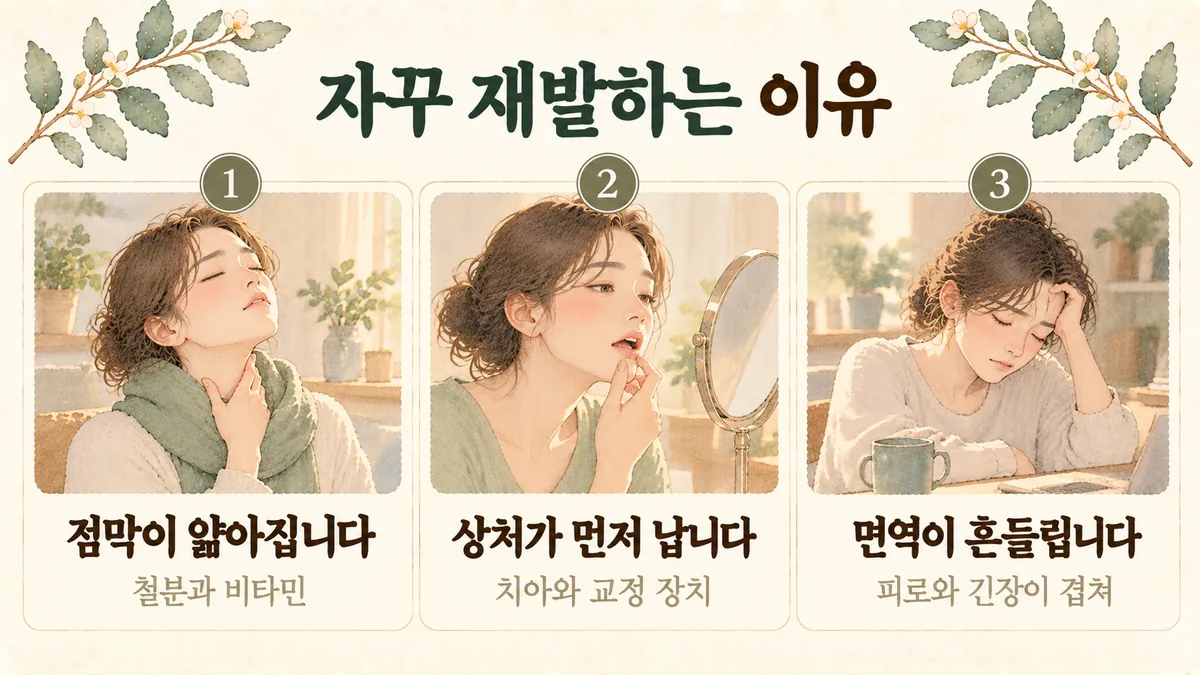 미추홀구한의원 구내염 원인 - 점막이 얇아집니다·상처가 먼저 납니다·면역이 흔들립니다
