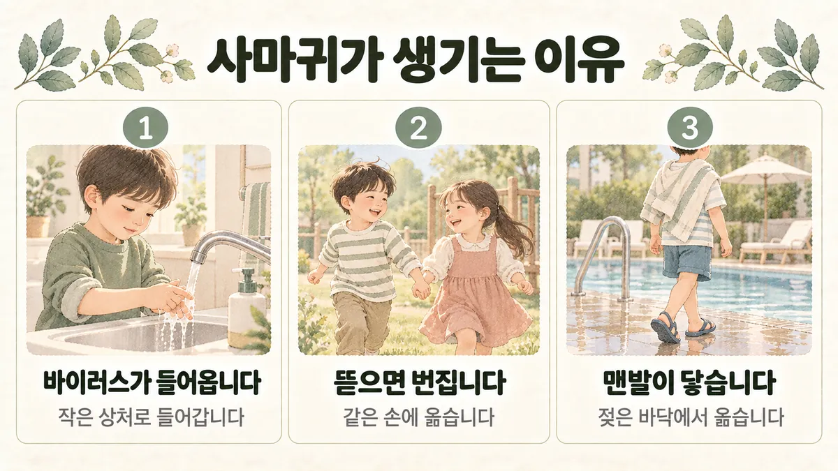 미추홀구한의원 사마귀 원인 - 바이러스가 들어옵니다·뜯으면 번집니다·맨발이 닿습니다