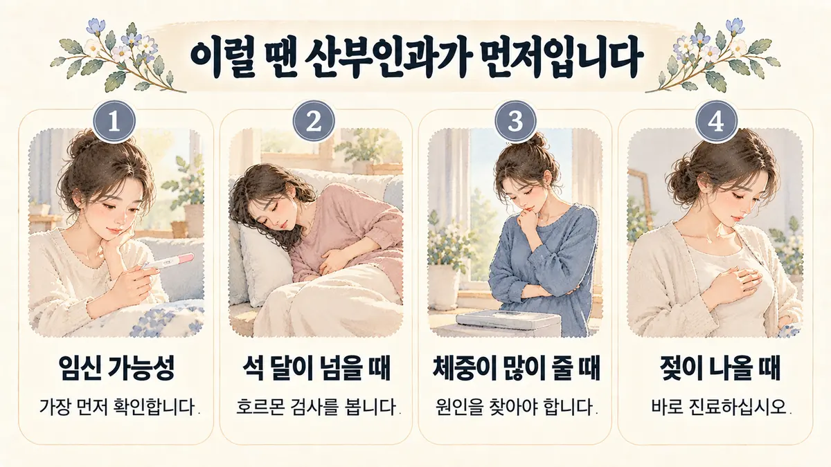 구월동한의원 무월경 자가진단 - 임신 가능성·석 달이 넘을 때·체중이 많이 줄 때·젖이 나올 때