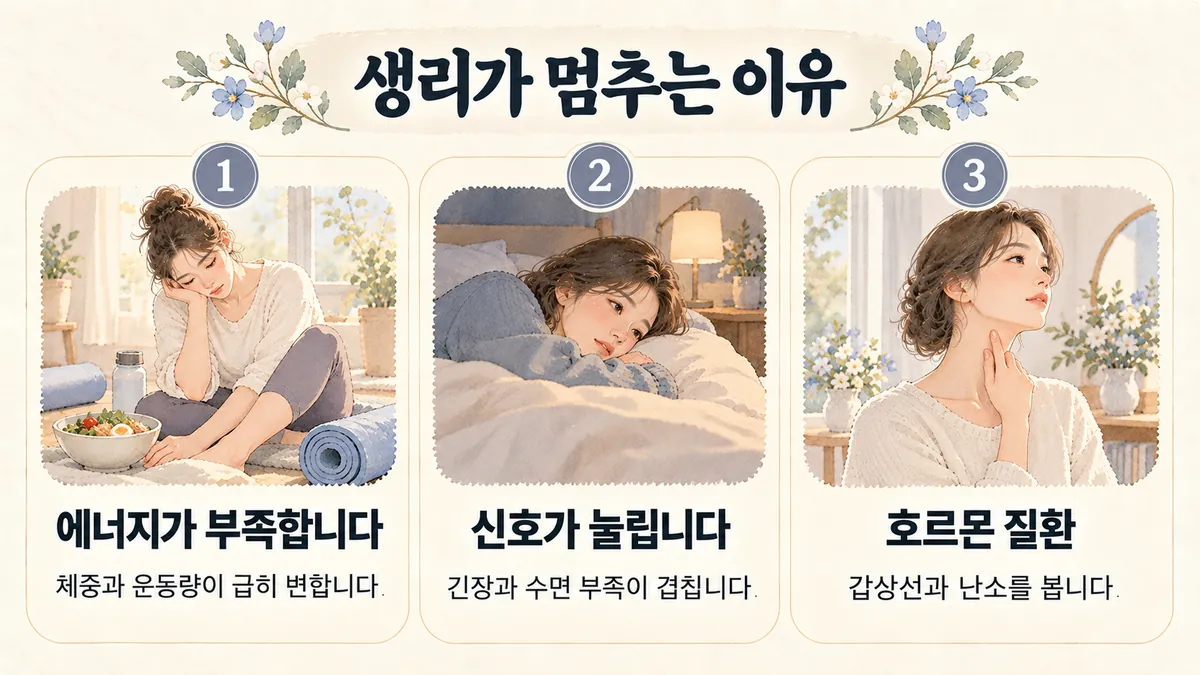 구월동한의원 무월경 원인 - 에너지가 부족합니다·신호가 눌립니다·호르몬 질환