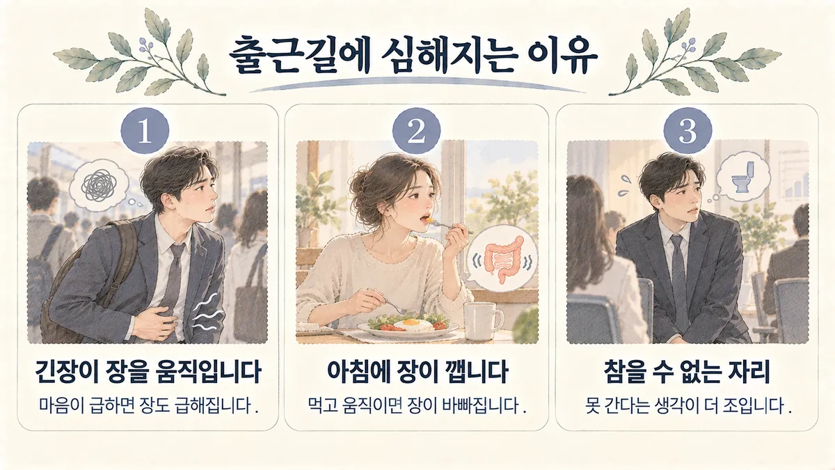 구월동 과민성대장한의원 원인 - 긴장이 장을 움직입니다·아침에 장이 깹니다·참을 수 없는 자리
