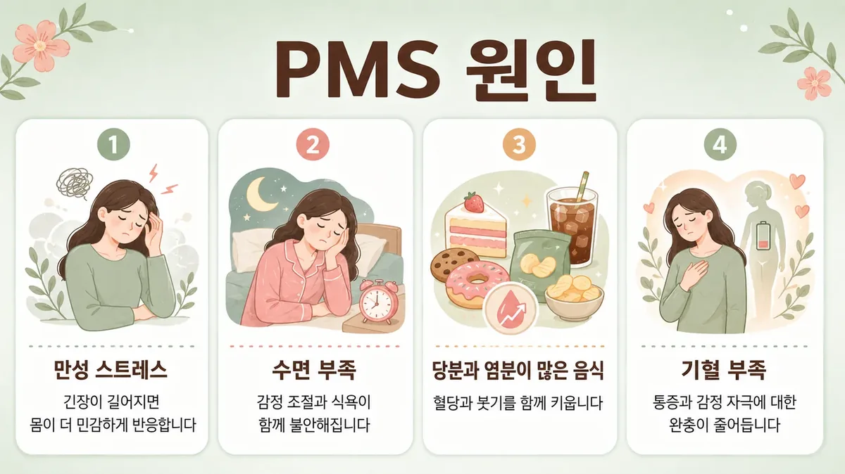 인천 송도 더율한의원 - 월경전증후군(PMS) 원인