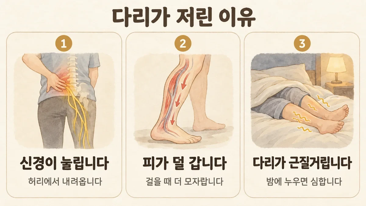 시흥한의원 다리저림 원인 - 신경이 눌립니다·피가 덜 갑니다·다리가 근질거립니다