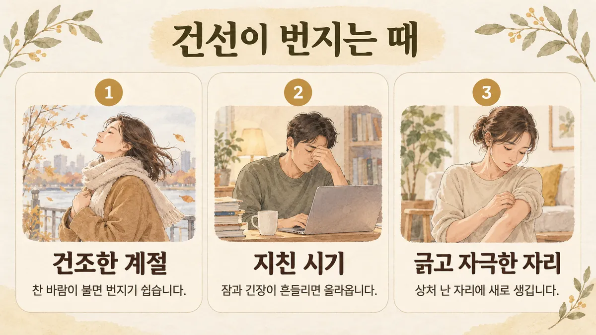 시흥한의원 건선 원인 - 건조한 계절·지친 시기·긁고 자극한 자리