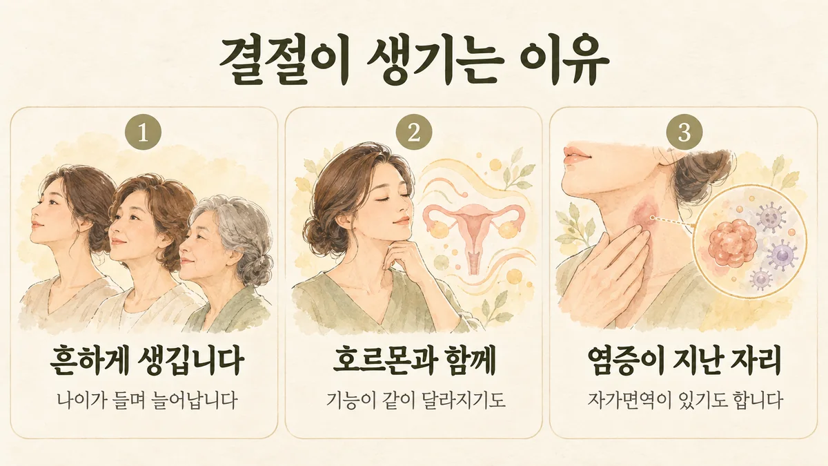 시흥한의원 갑상선결절 원인 - 흔하게 생깁니다·호르몬과 함께·염증이 지난 자리