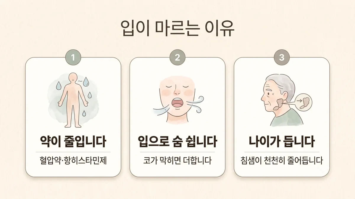 송도한의원 구강건조증 원인 - 약이 줄입니다·입으로 숨 쉽니다·나이가 듭니다