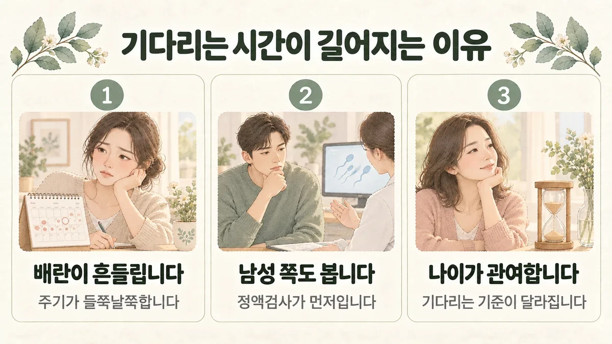 송도한의원 난임 원인 - 배란이 흔들립니다·남성 쪽도 봅니다·나이가 관여합니다