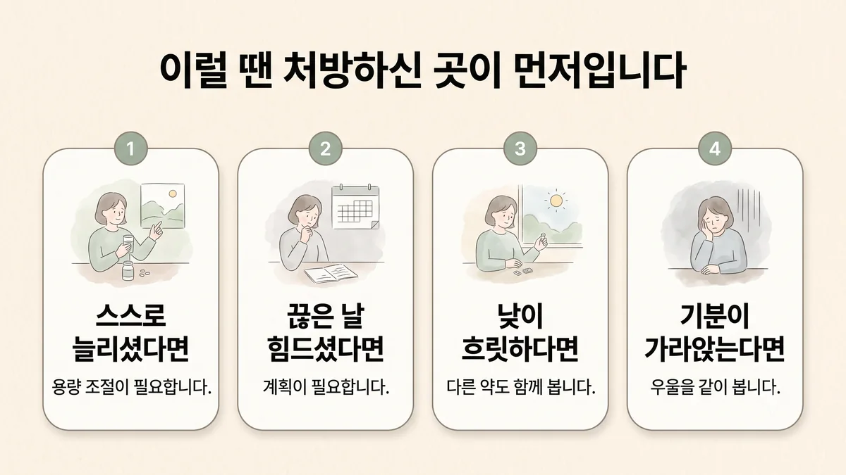 송도한의원 수면제 감량 자가진단 - 스스로 늘리셨다면·끊은 날 힘드셨다면·낮이 흐릿하다면·기분이 가라앉는다면