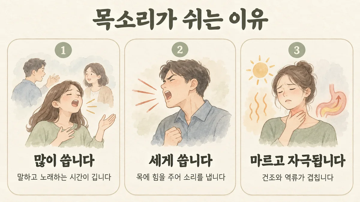 송도한의원 성대결절 원인 - 많이 씁니다·세게 씁니다·마르고 자극됩니다