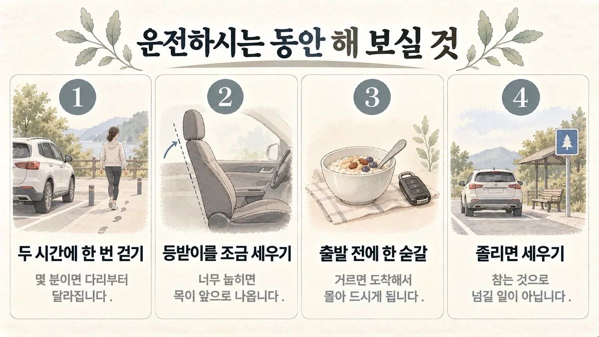 영종한의원 공진단 생활관리 - 두 시간에 한 번 걷기·등받이 세우기·출발 전 한 숟갈·졸리면 세우기