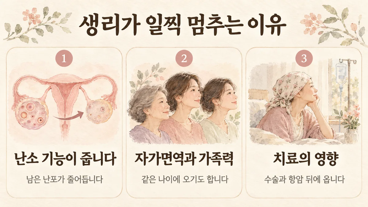 연수구한의원 조기폐경 원인 - 난소 기능이 줍니다·자가면역과 가족력·치료의 영향
