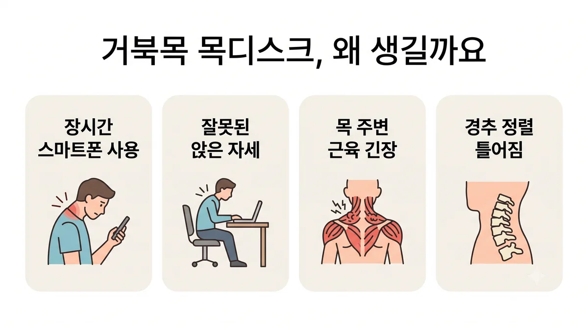연수구한의원 목 통증 원인 - 한 자세가 깁니다·잠자리가 안 맞습니다·어깨가 긴장합니다