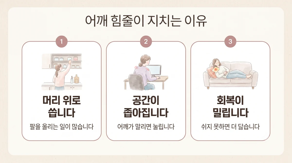 연수구한의원 회전근개 원인 - 머리 위로 씁니다·공간이 좁아집니다·회복이 밀립니다