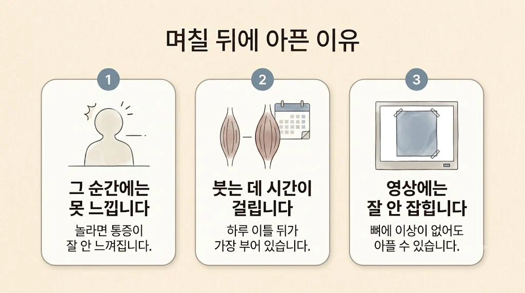 연수구 교통사고한의원 원인 - 그 순간엔 못 느낌·붓는 데 걸리는 시간·영상에 안 잡힘
