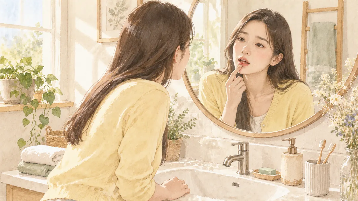 인천 송도 더율한의원 지도상설 한방 치료 — 혀의 무늬를 확인하는 모습